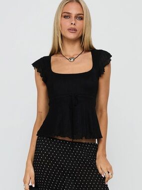 Princess Polly Auroraah Frill Top Black